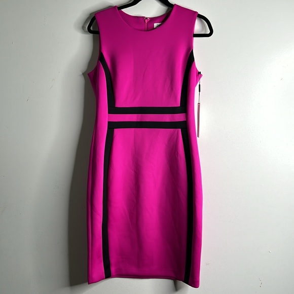 Calvin Klein color block pink black sheath dress size 10new office party - Picture 4 of 10